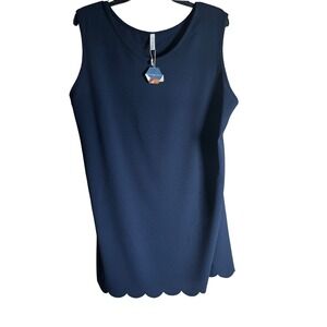 Pink Blush Women's 3XL Navy Blue Sleeveless Scalloped Hem Tank Top Blouse NWT